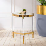 Stainless Steel With Glass Side Table Top Acrylic Feet image number 0