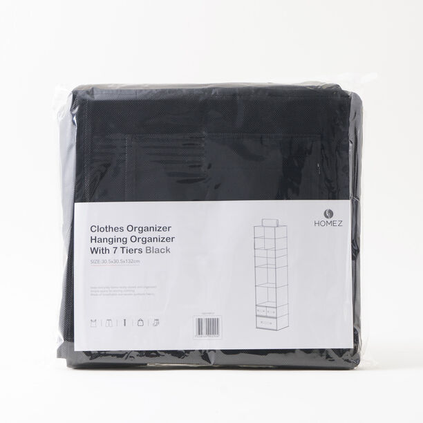 Homez polyester clothes organizer hanging organizer with 7 tiers and 3 drawers, black 32*62*32 image number 5