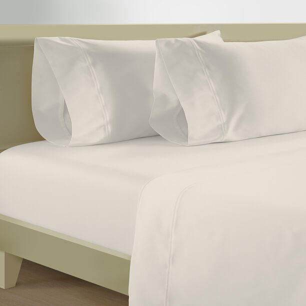 شرشف قطن بمطاط  300 خيط من بوتيك بلانش   200*200سم أوف وايت image number 0