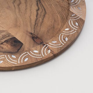 Pearl La Mesa Charger Plate Wood With Pearl Decoration, 36 cm Diameter