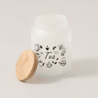 Heriven Glass Tea Jar With Bamboo Lid 635Ml