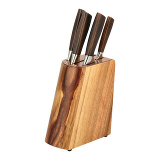 Alberto Acrylic Wood Knife Block With 5 Wood Knives Set