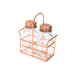 Alberto 2 Prieces Glass Salt And Pepper Set With Metal Stand image number 0
