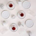 Dallaty white porcelain and glass Tea and coffee cups set 18 pcs image number 5