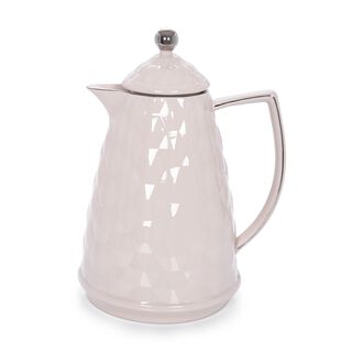 Dallaty Porcelain Vacuum Flask L:30Cm White Color With Silver Rim