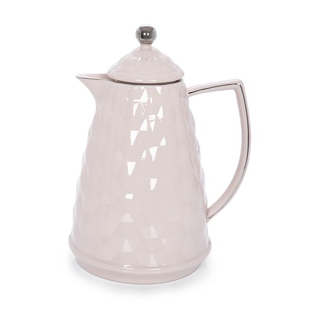 Dallaty Porcelain Vacuum Flask L:30Cm White Color With Silver Rim image number 0