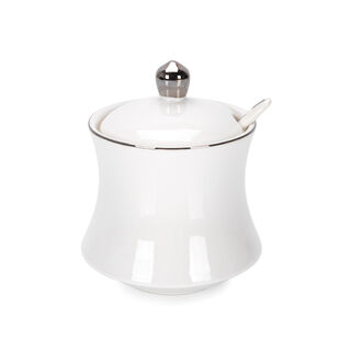 Sugar Pot 1Pc Porcelain Silver Rim