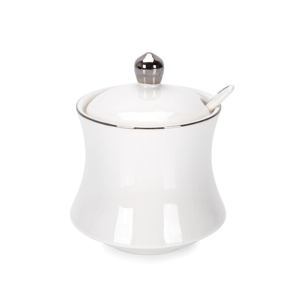 Sugar Pot 1Pc Porcelain Silver Rim image number 0