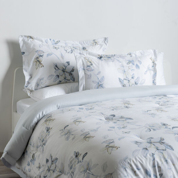 Cottage border floral 3pc comforter king blue 220*240cm image number 0