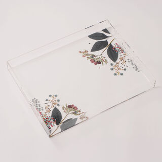 Dallaty Acrylic Serving Tray with Floral Print, Clear, 40*30*6 cm