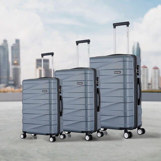 3 Piece Abs Trolley Case Set Horizontal Stripes Light Blue 20/24/28"