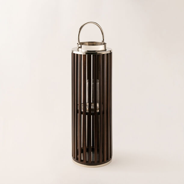 Homez stainless steel silver wood lantern 23*69 cm image number 0