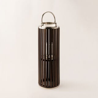 Homez stainless steel silver wood lantern 23*69 cm