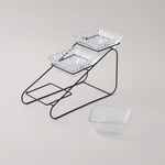 La Mesa 3pcs glass snack bowl set with black iron stand 12*12*4.5 image number 1