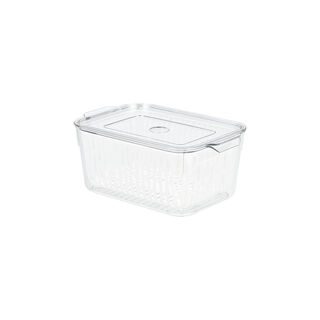 Alberto transparent acrylic fridge container with lid & inner basket 2L
