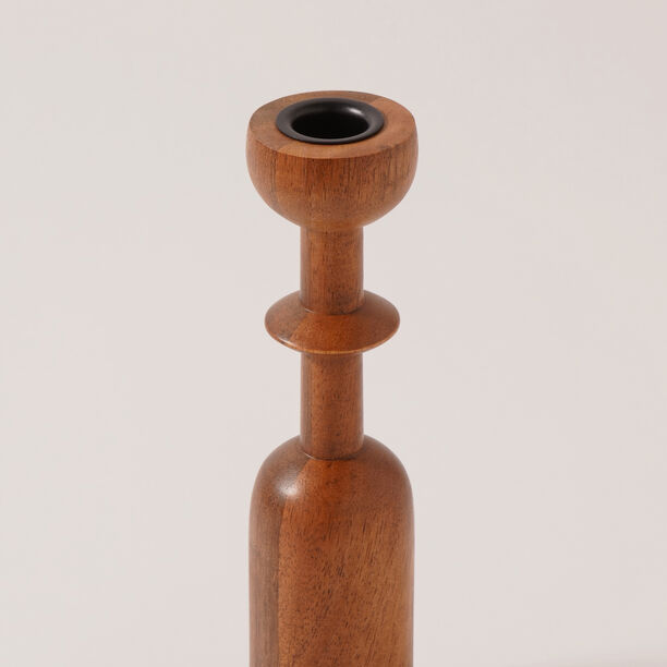 هومز حامل شموع عامودي خشب 5*5*22سم، بني image number 1