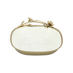 Oval Bowl White&Satin Gold image number 1
