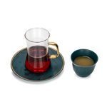 Arabic Tea and Coffee Set 18Pc Porcelain Mattglow Green image number 3