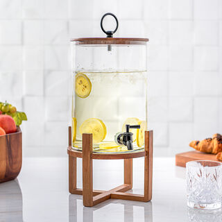 La Mesa glass juice dispensser with wooden stand 5 L