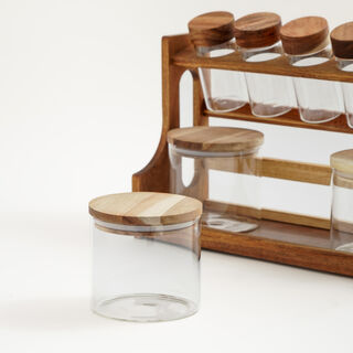8 Pcs spices set with acacia wood stand