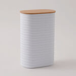 Alberto plastic plastic container with bamboo lid, white 13.8*8*21 image number 0