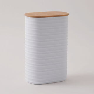 Alberto plastic plastic container with bamboo lid, white 13.8*8*21