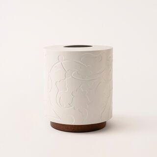 Bahja white wood cylindrical tissue box 14*14*15 cm