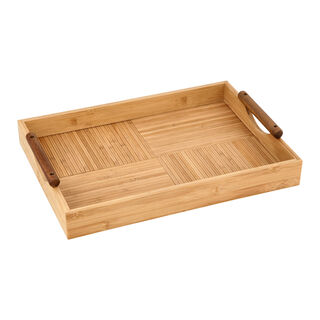 Bamboo Serving Tray With Wood Handle