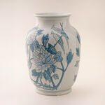 Homez blue and white ceramic vase 22*22*30 cm image number 1