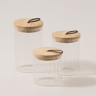 Alberto 4Pcs Glass Canister Set With Wooden Base