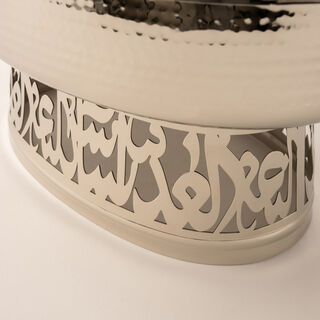 La Mesa silver oval food server with stand 38*28*30 Cm