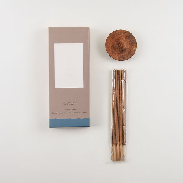 هومز طقم أعواد بخور 20 قطعة مع حامل خشب برائحة بنفسج مثلج image number 0