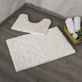 Cottage white polyester bathmat 60*90 cm