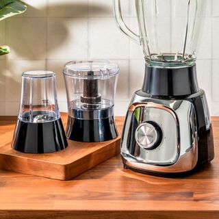 Blender Plastic 600W 3in1 with1.5LT glass Jug,grinder,chopper 2 speeds with pulse