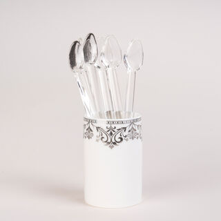 Lamesa 28Pc Porcelain Tc Set G&S White Silver