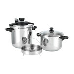 Alberto 2 pc stainless steel pressure cooker set with steam basket image number 0