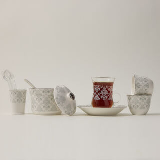 Zukhroof 28 Pieces Porcelain Tea And Coffee Set Danteel Gray 