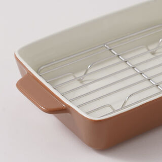 Alberto ceramic tray with metal grid 700ml 22*13.5*4.5cm, brown
