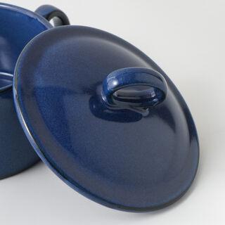 La Mesa stoneware large bowl with lid, blue 18*12.2*6.5 cm