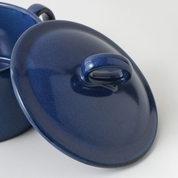 La Mesa stoneware large bowl with lid, blue 18*12.2*6.5 cm image number 3