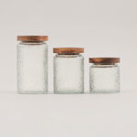 Alberto 3pcs glass canister set with acacia wooden lids image number 0