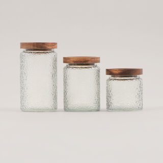 Alberto 3pcs glass canister set with acacia wooden lids
