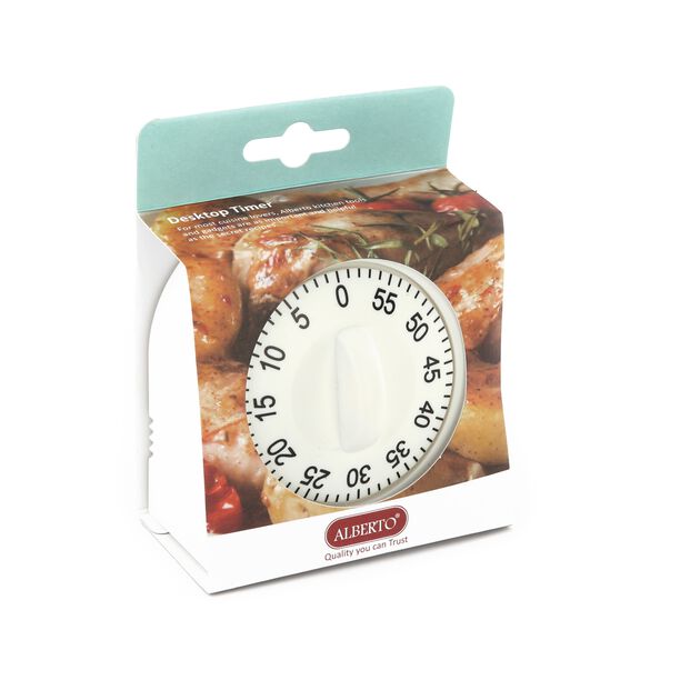 Alberto Plastic Mechanical Kitchen Timer Square Shape White Color image number 1