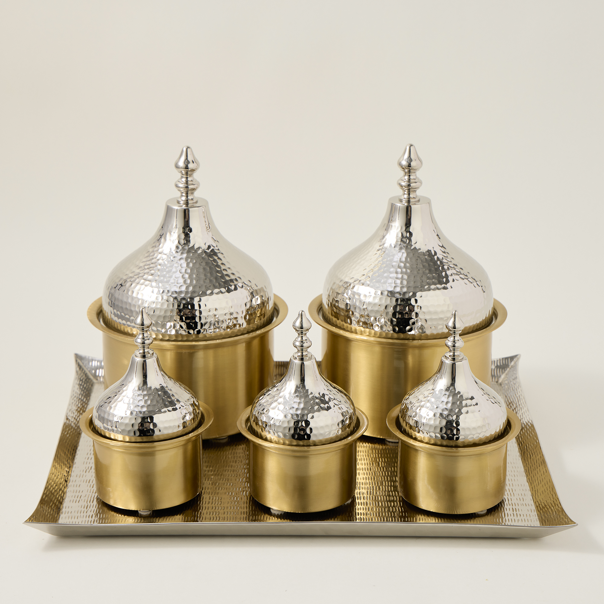 

Tray With Pots Nckel Plated