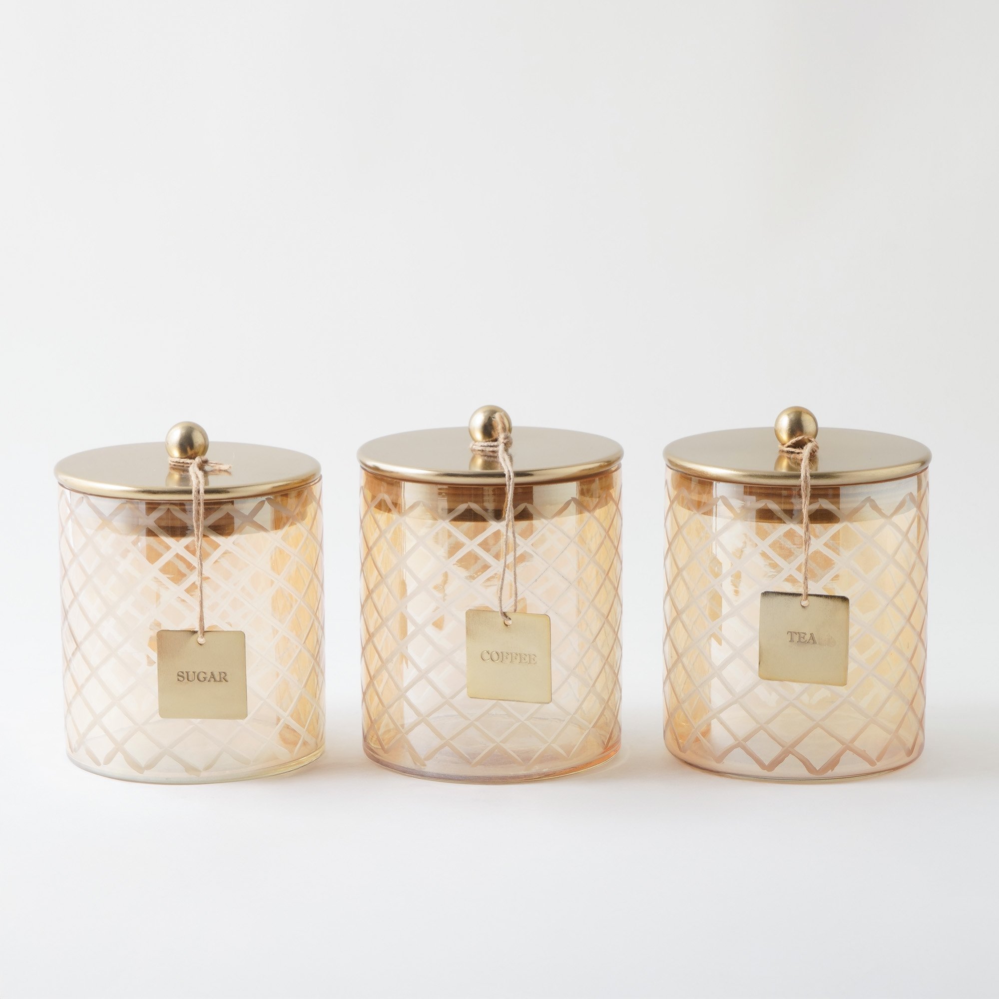 ألبرتو طقم برطمانات زجاج 3 قطع 12*12*14سم، فضي