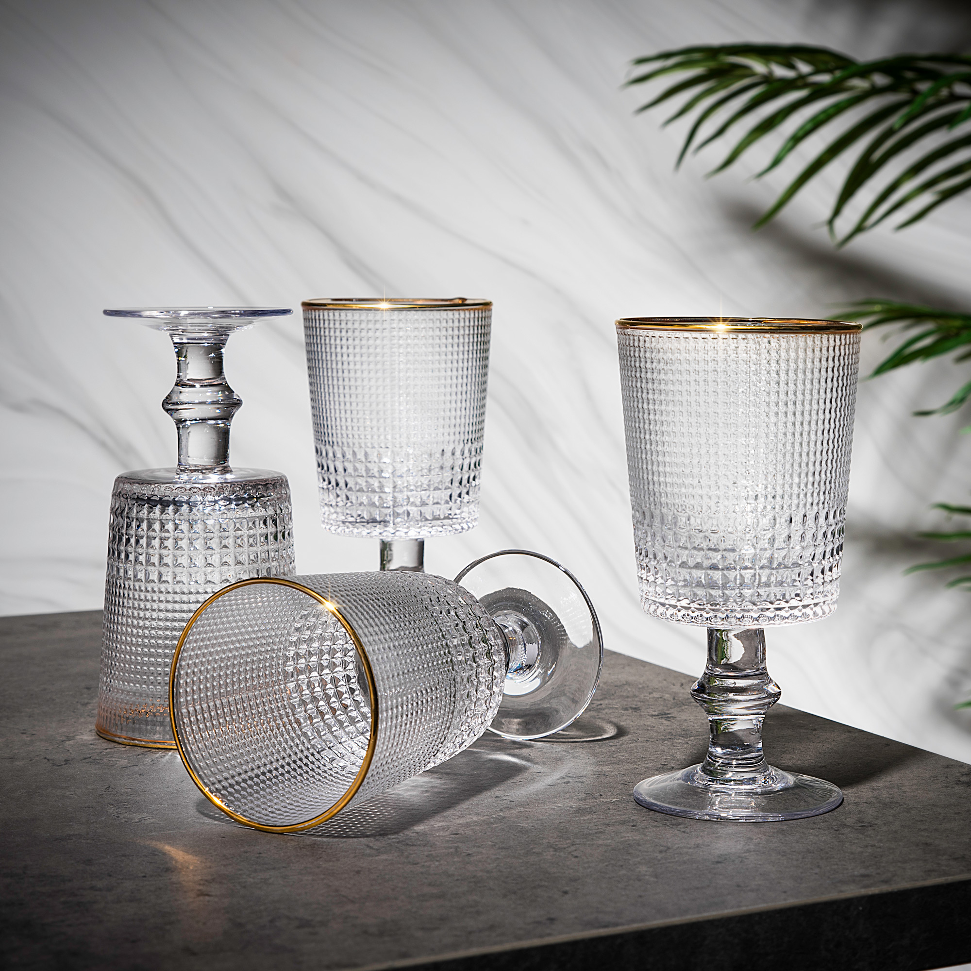 

4 Pcs Juice Glass Set With Gold Rim