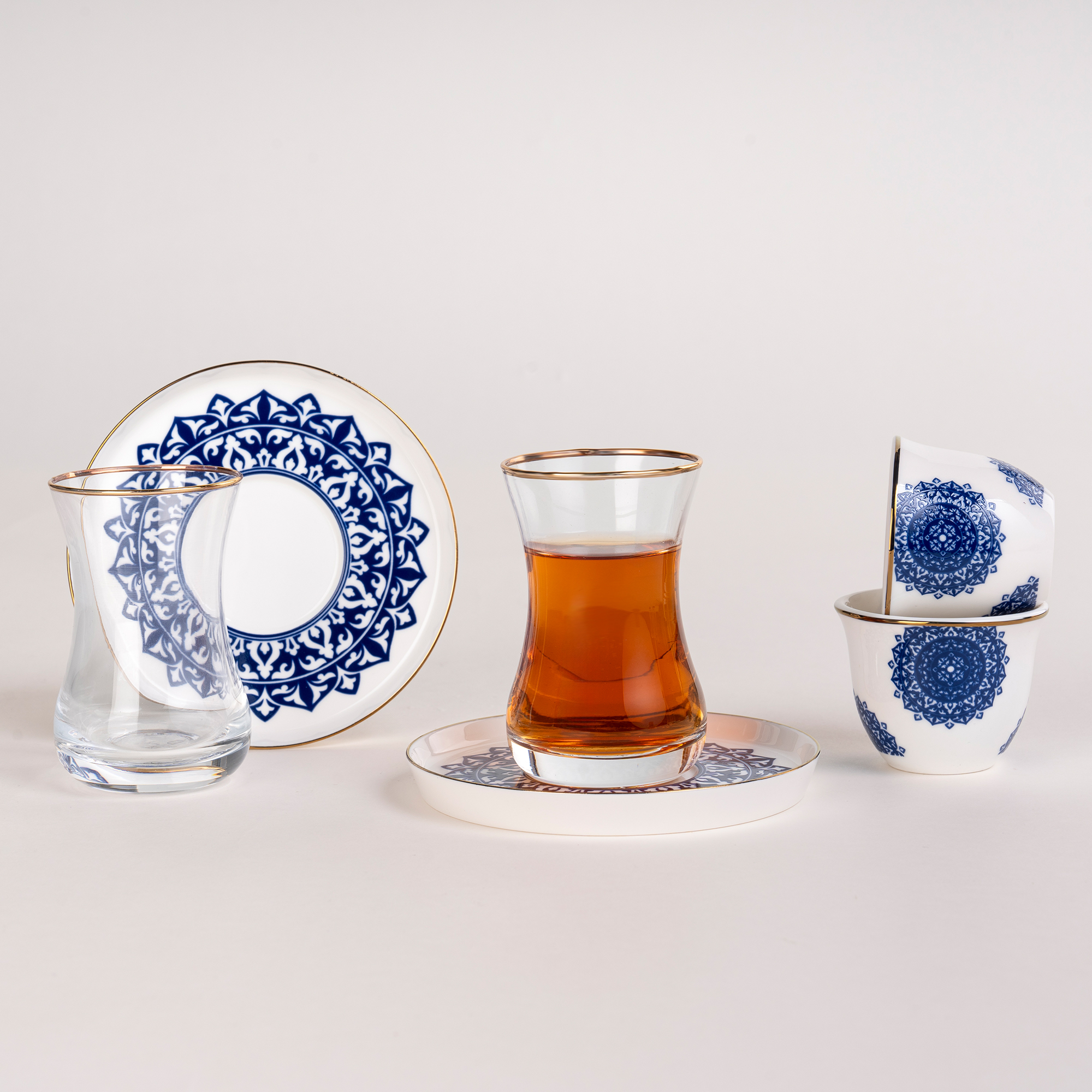 

La Mesa Frills Tea And Coffee Set 18 Pieces Dark Blue