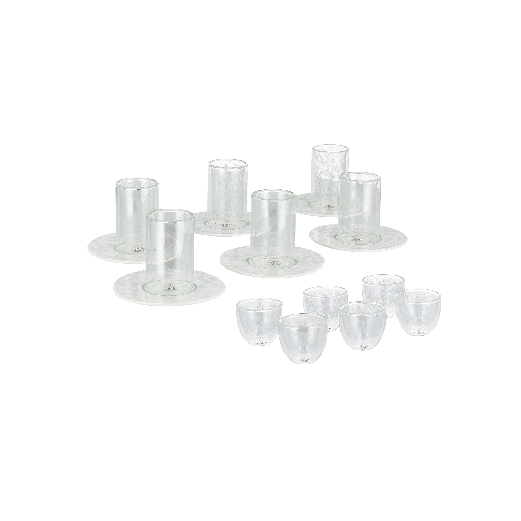 

Dallaty white porcelain and glass Tea and coffee cups set 18 pcs