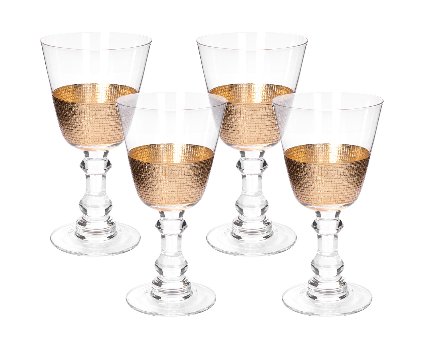 

Stemglass 4 Pcs Set Gold Grid Cut