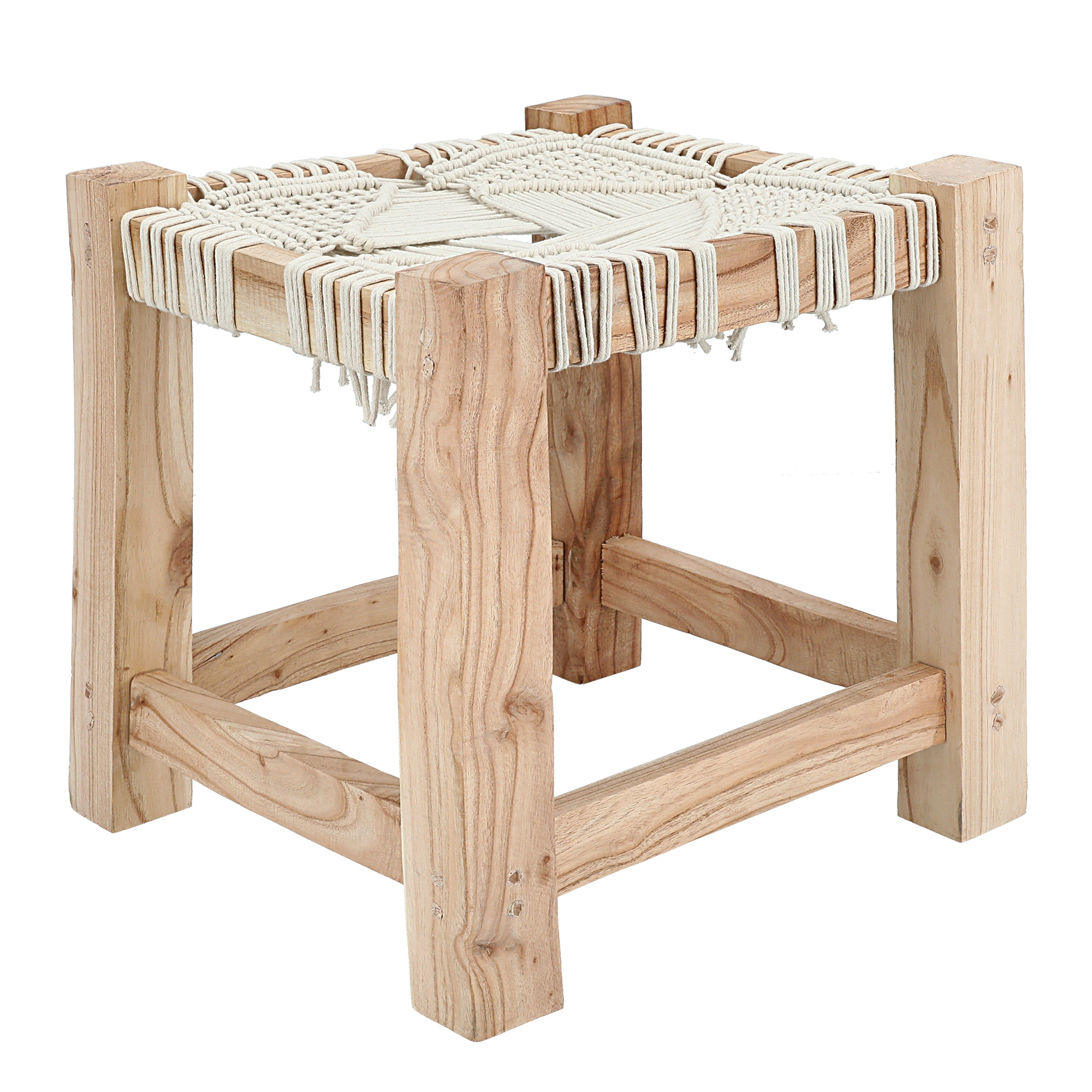 

Macrame Wooden Stool 40*40*40 cm